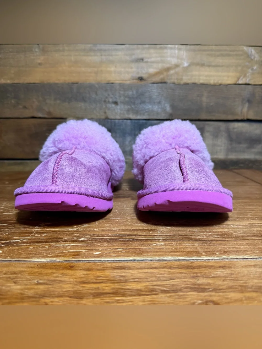 UGG Suede Cozy Shearling Slippers YOUTH 3 Purple Ruby Pink